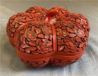 Chinese Cinnabar Lacquer Pumpkin Box