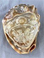 Victorian Cameo Carved Conch Shell, Three Graces
