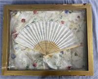Vintage Lace Fan in Shadow Box Frame REO