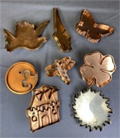 8 Hand Made Collectible Copper Cookie Cutters