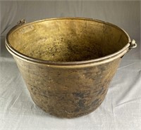 Large Brass Jelly Bucket Hand Wrought Bail Handle