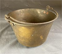 Small Antique Brass Jelly Pail Wrought Iron Bail