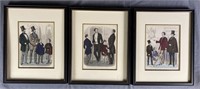 3 C. 1852 Gentleman's Framed Fashion Prints