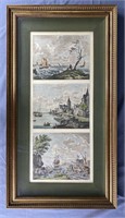 3 in 1 French Landscape Framed Aquatint Print REO