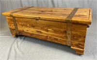 Vintage Copper Strapped Cedar Wood Chest