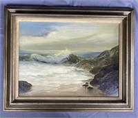 Oil on Canvas Seascape by Christine Shelhart 1971