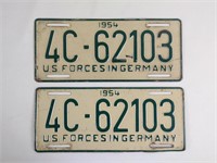 2pc 1954 US Forces in Germany License Plates