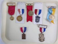 7pc Vtg 1920-60's Sports Ribbons Medals
