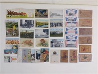 39pc Vtg Postcards w/ Leathers, Military, Easter
