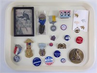 Vtg Military & Political Lot w/ Medals & Pins