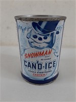 Vintage Snowman Can'd-Ice Full Tin Can