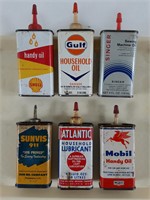 6pc Vtg Handy Oiler & Lubricant Cans