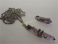 Sterling Chain & Pair of Pendant Crystals