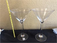 2 lg martini glasses 13.5" h and 8.5"w