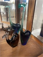 L - Murano Glass Animals 2pc