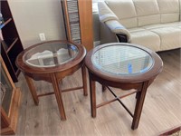 L - 2pc glass top accent tables