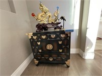 K - 4pc Asian Chest & Decor Lot