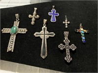Vintage religious sterling cross collection.