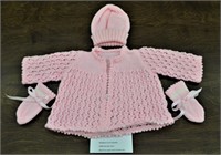 Hand-made Baby Sweater Set - pink