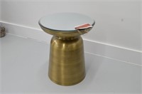 Gold Tone Metal Side Table with Mirror Top