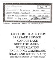 $300.00 Brassard Service Gift Certificate  #896506