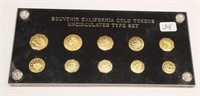 10 California Gold Souvenir Tokens Type Set