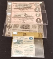 3 Obsolete Notes; $5, $10 C.S.A Notes