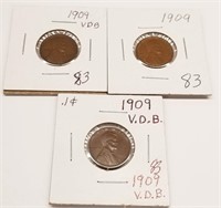 (2) 1909-VDB Cents; 1909-P Cent AU