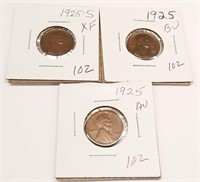 (2) 1925 Cents AU-BU; 1925-S Cent XF