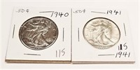 1940, ’41 Half Dollars Unc.
