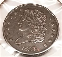 1834 Half Cent AU-Planchet Flaw