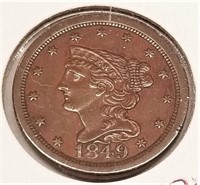1849 Half Cent AU