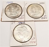 (2) 1884, ’85 Silver Dollars BU