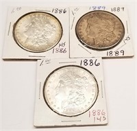 (2) 1886, ’89 Silver Dollars BU