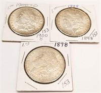 (2) 1898, ’00-O silver Dollars BU