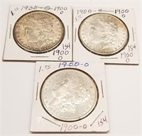 (3) 1900-O Silver Dollars BU