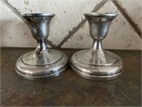 Pair of Sterling Cement Filled Candle Holders