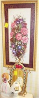 Floral Print & MIrror, Fairy Lamp, Wood Cut Doll