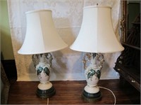 PAIR OF WHITE PAINTED LAMPS 34"H 18"W 18"D