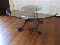 MAHOGANY BALL & CLAW GLASS TOP TABLE