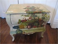 PAINTED & WALL PAPERED FRENCH STYLE 2 DRAWER STAND