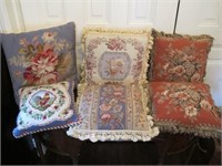 LOT OF 6 EARLY NEEDLE POINT PILLOWS
