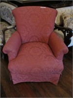 UPHOLSTERED RED ARM CHAIR