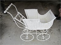 WHITE PAINTED BABY BUGGY
