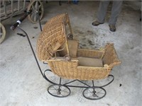 VICTORIAN MINI  BABY BUGGY W/ CANOPY NICE SHAP
