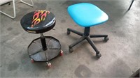2 Vinyl Work Stools, Office & Outdoor Chair