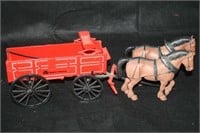 Die-cast Massey Ferguson wagon w/horses