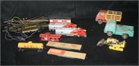 Marx toy trucks & HO train & track (not complete)