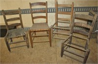 (4) Primitive wood chairs
