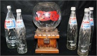 Vintage Pepsi Cola candy dispenser & Pepsi bottles